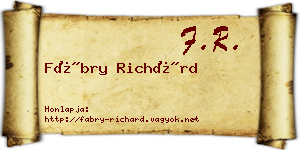Fábry Richárd névjegykártya