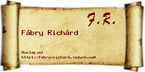 Fábry Richárd névjegykártya